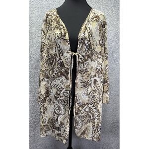 Vtg White Stag‎ Womens Top Duster 22W/24W Boho Paisley Beaded Sequin Sheer